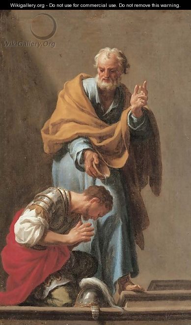 Saint Peter baptizing the Centurion Cornelius - Francesco Trevisani