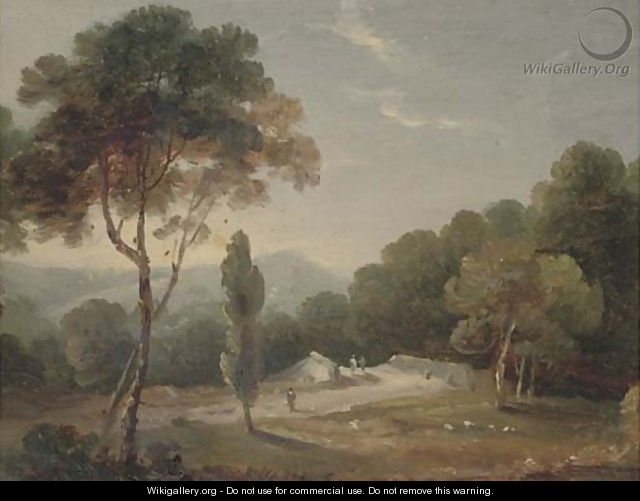 An Italianate landscape; and A castle by a lake - (after) William Daniell