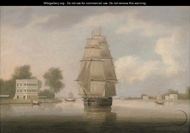 An East Indiaman on the Hooghly River in-bound for Calcutta - (after) William Daniell