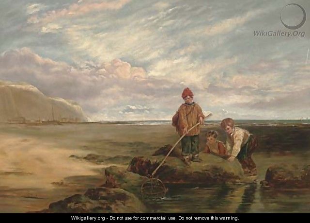 Children at a rock pool - (after) William Collins