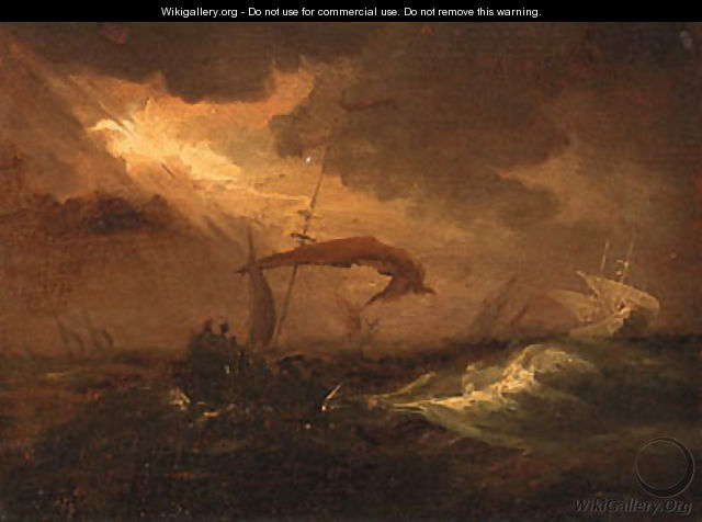 Shipping in a storm - (after) Willem Van De, The Younger Velde