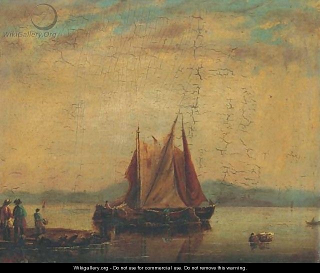 Barges in a calm offshore - (after) Willem Van De Velde