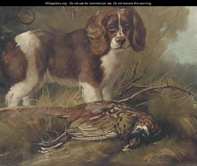 A spaniel with a pheasant - (after) William Woodhouse