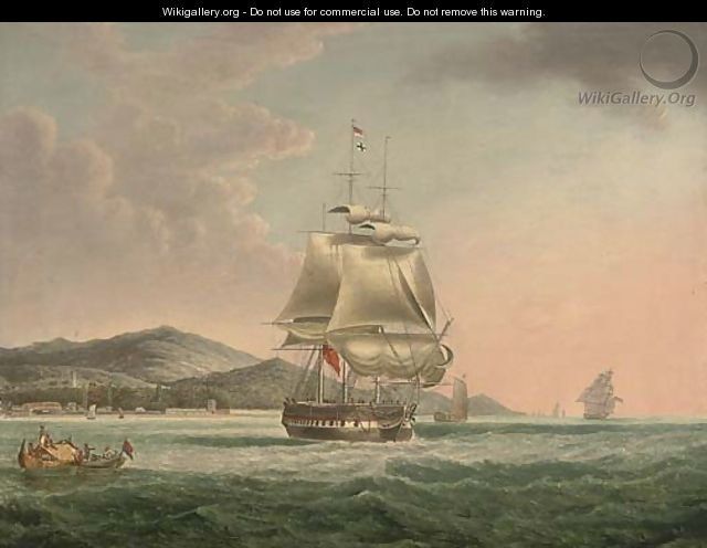 A frigate setting sail off Penang - (after) William Huggins