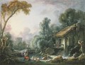 Le Moulin aA  Eau A landscape with a herdsman and his family by a mill - François Boucher