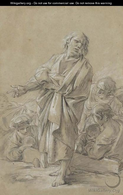 An Apostle preaching, with figures in the background - François Boucher