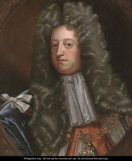 Portrait of a gentleman, bust-length, wearing the Order of the Garter, feigned oval - (after) Kneller, Sir Godfrey