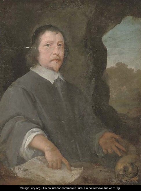 Portrait of a cleric, three-quarter-length, seated, a landscape beyond - (after) Dyck, Sir Anthony van