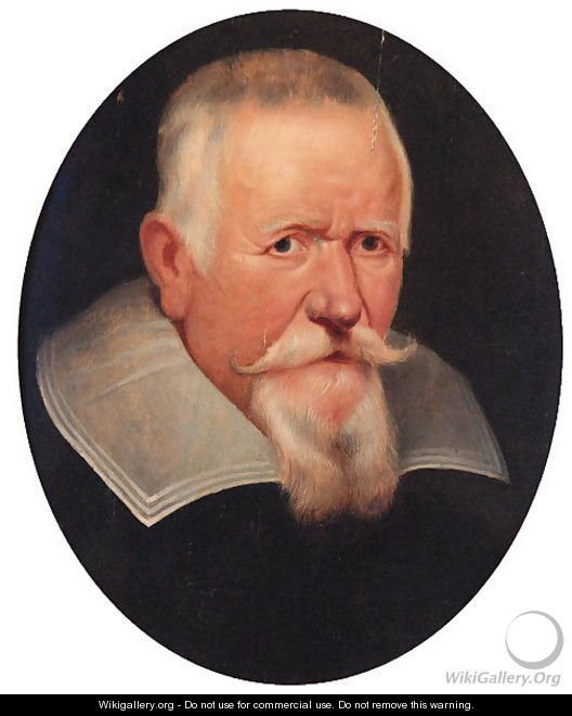 Portrait of an elderly gentleman, bust-length, in a black coat and a lawn collar - (after) Sir Peter Paul Rubens