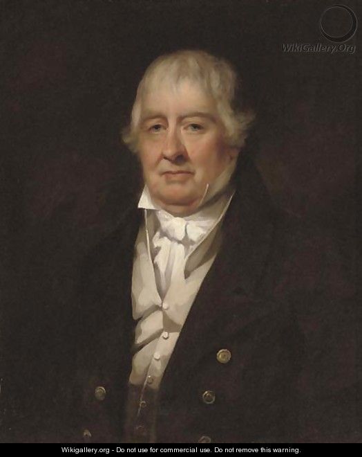 Portrait of a gentleman, half-length, in a brown coat and cream waistcoat - (after) Sir Henry Raeburn