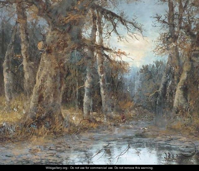A pond in the woods - (after) Theodore Hines