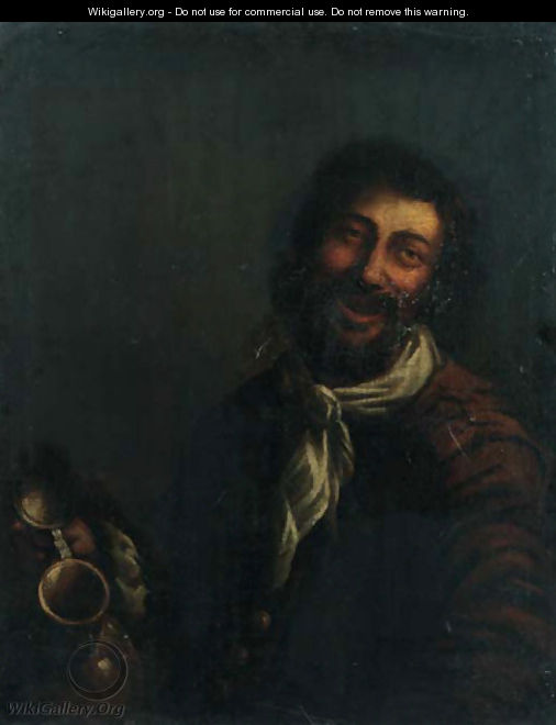 A Kannekijker A boor, half length, showing an empty jug - (after) Theodoor Rombouts
