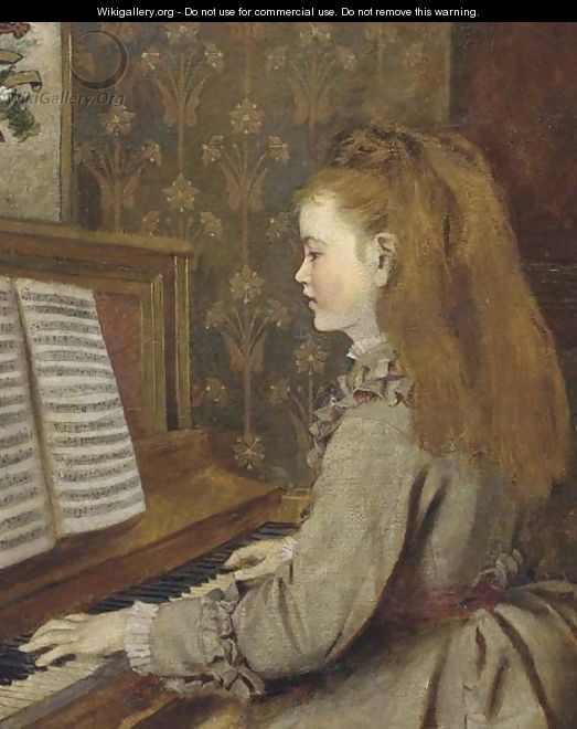 Portrait of a girl, playing the piano - (after) Sophie Gengembre Anderson