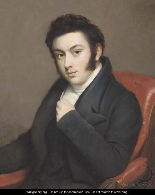 Portrait of a gentleman, seated bust-length, in a black jacket and white cravat - (after) Lawrence, Sir Thomas