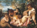 Putti cavorting in a landscape - (after) Tiziano Vecellio (Titian)