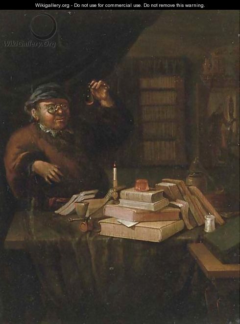 An alchemist in his study - (after) Thomas Wijck