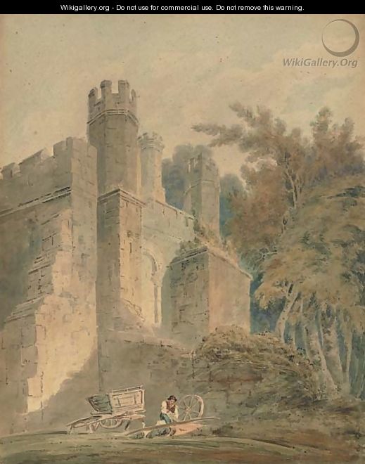 A woodman before a castle - (after) Girtin, Thomas
