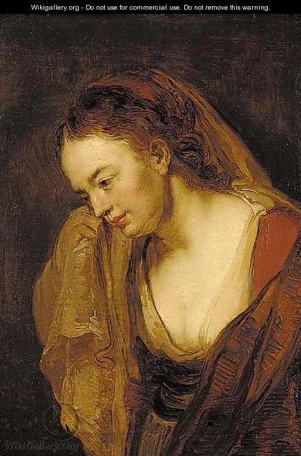 Portrait of a young woman - (after) Rembrandt Van Rijn