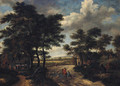 A wooded landscape with a hamlet and travellers on a track - (after) Salomon Rombouts
