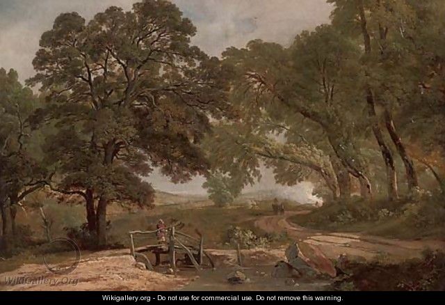 A figure beside a wooded pool - (after) Robert Ladbrooke