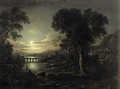 Figures in a moonlit Italianate river landscape 2 - (after) Sebastian Pether