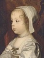 Portrait of a young girl, thought to be Princess Mary (B.1631), bust- length, in a white dress with green ribbon - (after) Dyck, Sir Anthony van