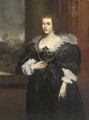 Portrait of a lady, three-quarter-length, in a black silk dress with a white lace collar and a pearl necklace with a crucifix - (after) Dyck, Sir Anthony van
