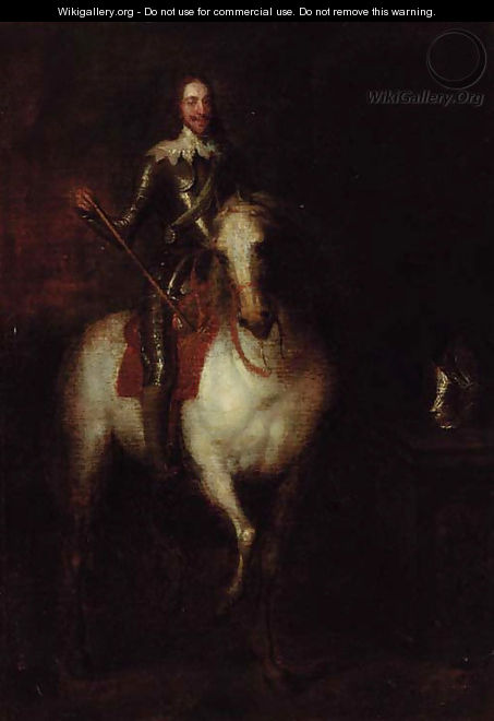 An equestrian portrait of Charles I, small full-length, in armour, mounted on a grey horse - (after) Dyck, Sir Anthony van