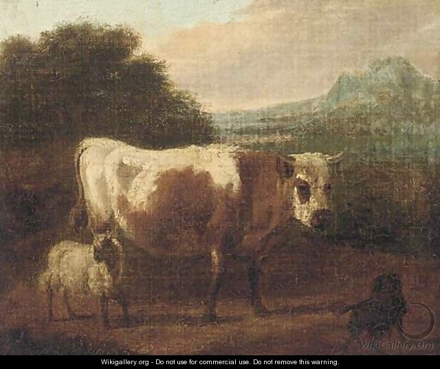 A cow and sheep in a landcape - (after) Paulus Potter