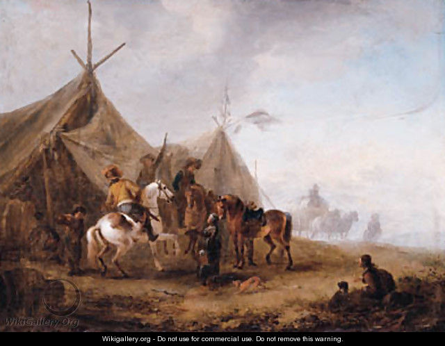 Cavalrymen taking refreshment in a camp - (after) Philips Wouwerman
