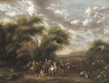 A cavalry skirmish in a wooded landscape - (after) Philips Wouwerman