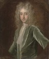 Portrait of a gentleman, half-length, in a green coat and white stock, feigned oval - (after) Mercier, Philippe