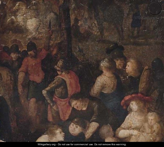 Soldiers - a fragment, possibly from a crucifixion - (after) Pieter The Younger Brueghel
