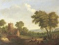 A wooded landscape with travellers resting by a tree - (after) Pieter Bout
