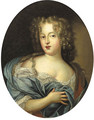 Portrait of a lady, wearing a blue dress with lace chemise and wrap - (after) Mignard, Paul
