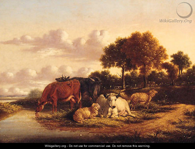Cattle and Sheep grazing in extensive Landscapes - (after) Pierre Emanuel Dielman
