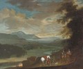 Travellers on a country track at dusk - (after) Philips Wouwerman