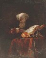 An old man studying shells - (after) Michiel Sweerts