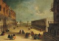 View of the Piazzetta, Venice, looking South, with masked figures - (after) Michele Marieschi