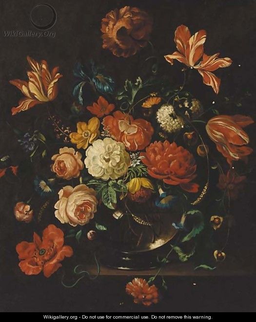 Flowers in a glass vase - (after) Nicolas Baudesson
