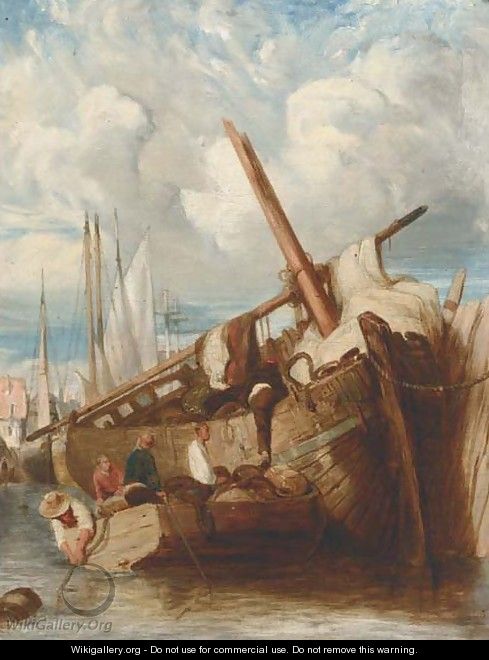 Unloading the barge - (after) John Sell Cotman