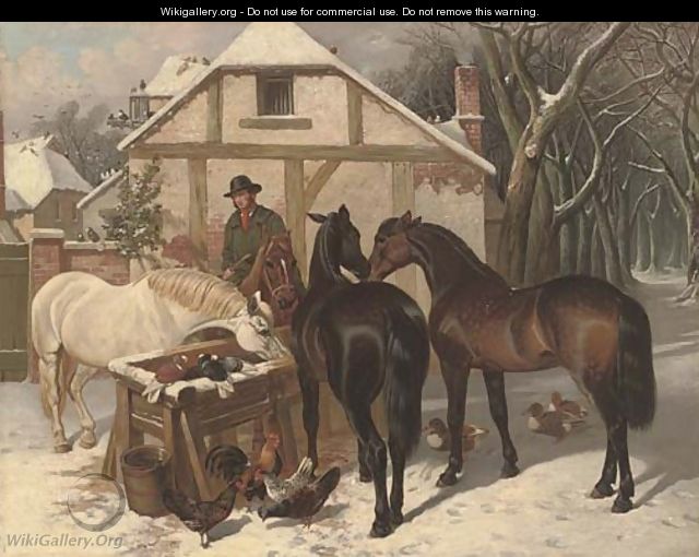 A winter feed - (after) John Frederick Herring