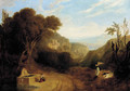 An italianate landscape with figures on a path - (after) Joseph Mallord William Turner