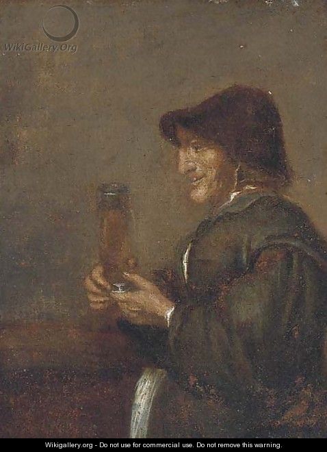 A peasant man smoking a pipe in an interior - (after) Joos Van Craesbeeck