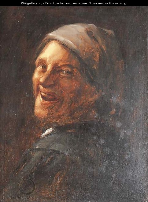 A man laughing, bust-length - (after) Joos Van Craesbeeck