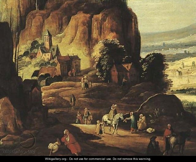 Travellers and beggars on a mountain path - (after) Joos Or Josse De, The Younger Momper