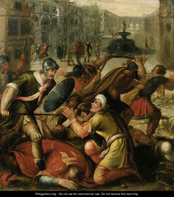 Footsoldiers invading a city - (after) Karel Van Mander I