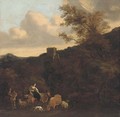 A maiden happening upon a cattle drover, a tower beyond - (after) Karel Dujardin