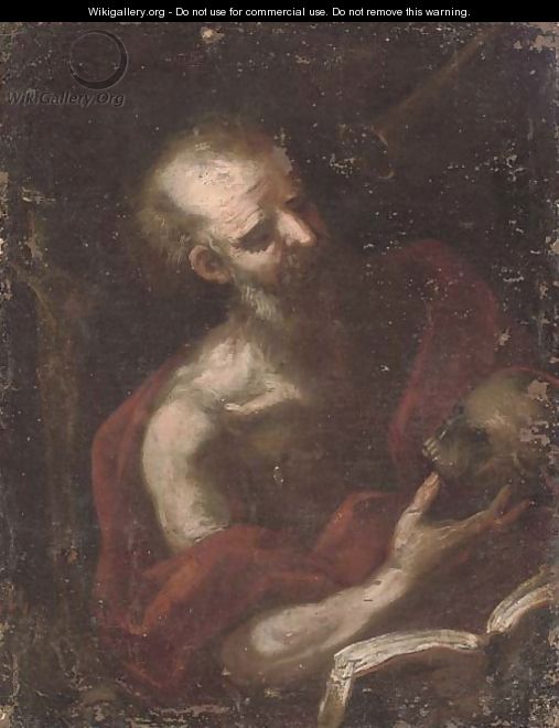 Saint Jerome in his Study 2 - (after) Jusepe De Ribera