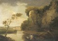 Figures in a rowing boat in a river landscape - (after) Julius Caesar Ibbetson